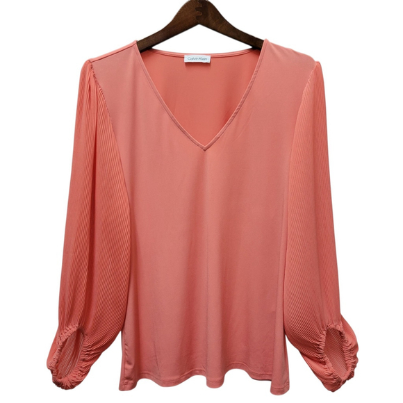 Calvin Klein Women's 3/4 Sleeves V-neck Top Blouse Size Large - Picture 1 of 7